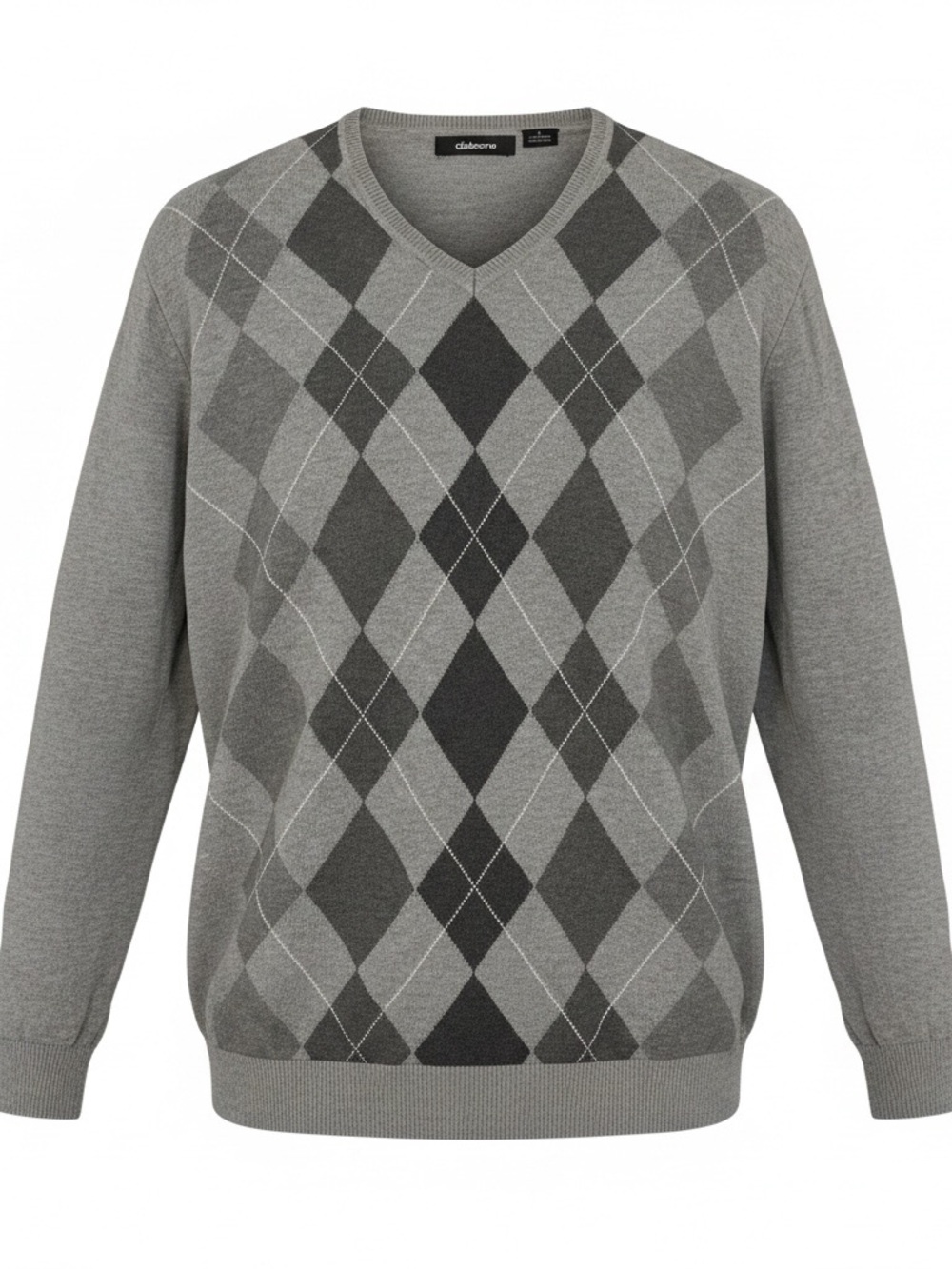 Claiborne Gray Argyle V-Neck Sweater
